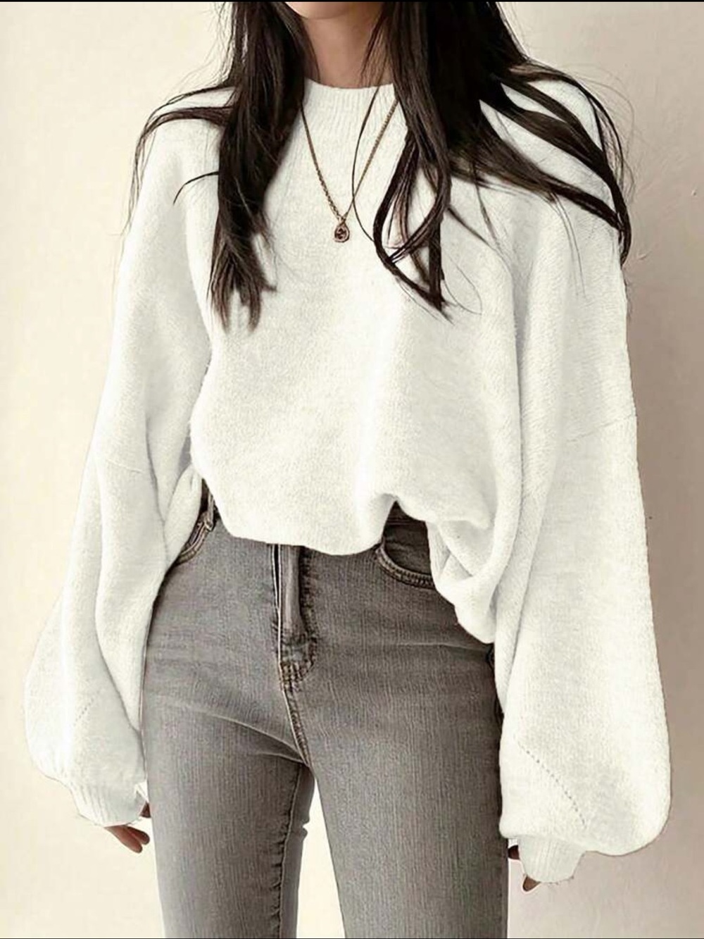 SHEIN Cozy Oversized Bone White Women's Sweater Sz XL